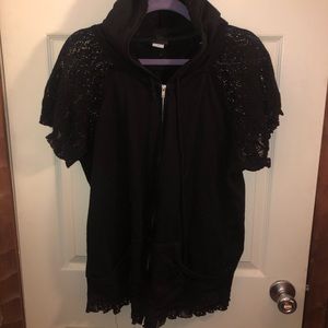 Vintage Torrid Ruffle Lace Zip Up Hoodie